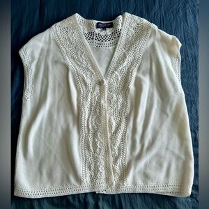 Jones New York Cream Crochet Knit Cardigan - 100% Cotton Size 2X